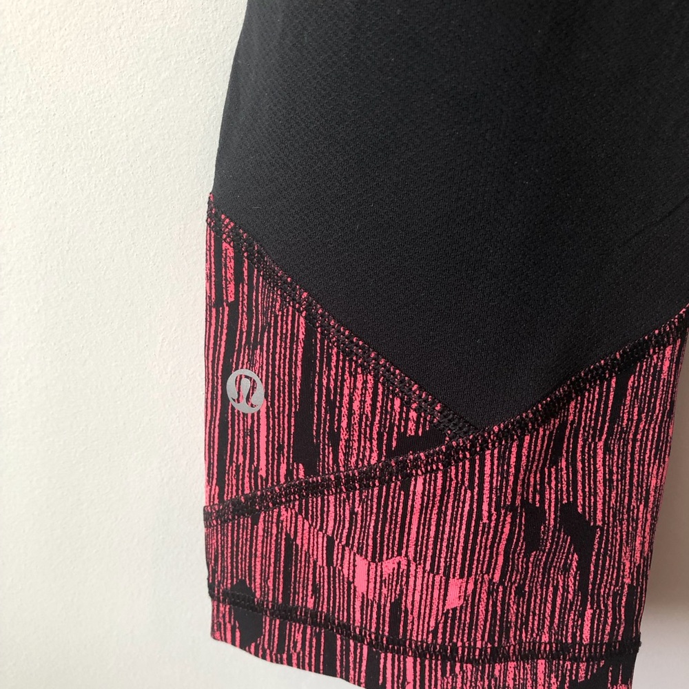 Lululemon Pace Rival Crop Down Pour Electric Coral Leggings - Picture 7 of 9